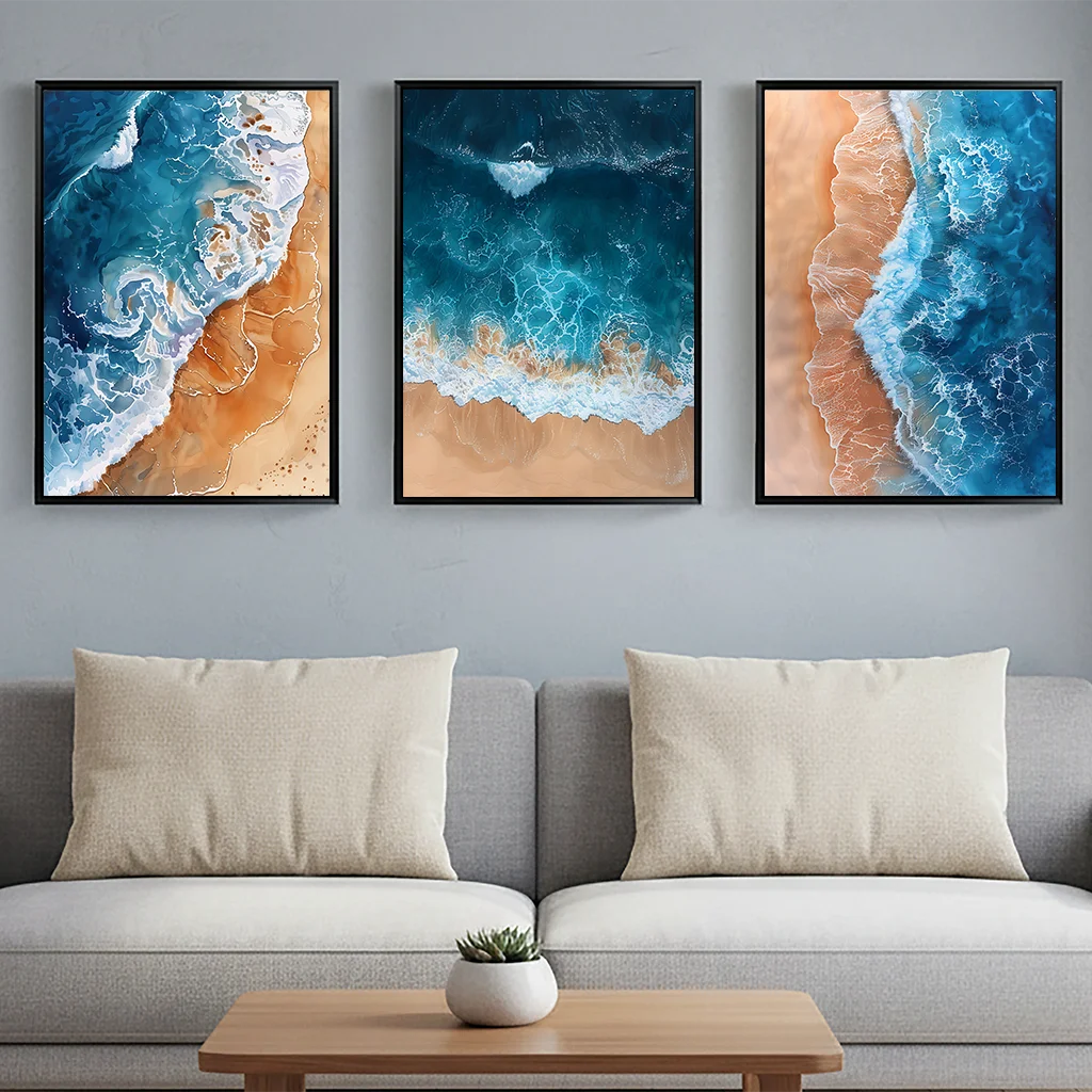 Ocean Coastal Canvas Wall Art | Nordic Beach Poster Print Canvas Wall Art Peaceful Pleasures Health and Wellness