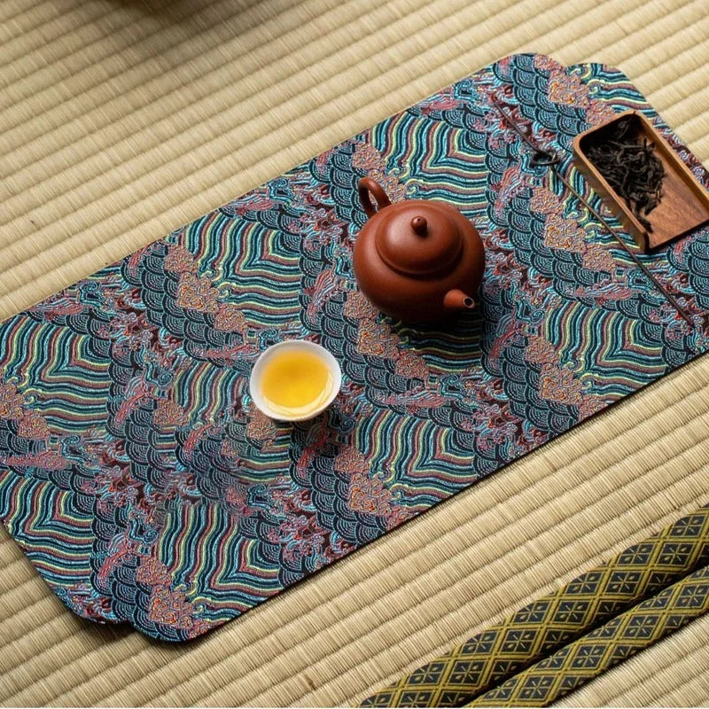 48X24cm Hot Sale Nordic Style Tea Table Antiskid Mat Restaurant Luxury Double-Sided Brocade Table Pad Tea Tabletop Upholstery Peaceful Pleasures Health and Wellness