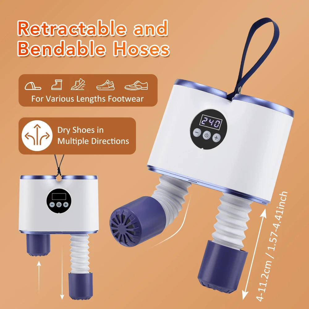 Portable Shoe Dryer with Fan Hot Air Heater Moisture Odor Home Smart Ski Boot Shoes Gloves Socks Fast Drying Machine with Timer Peaceful Pleasures Health and Wellness