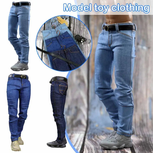 1/6 Scale Jeans 12" Scale Pants Doll Pants Man Doll Clothes Peaceful Pleasures Health and Wellness