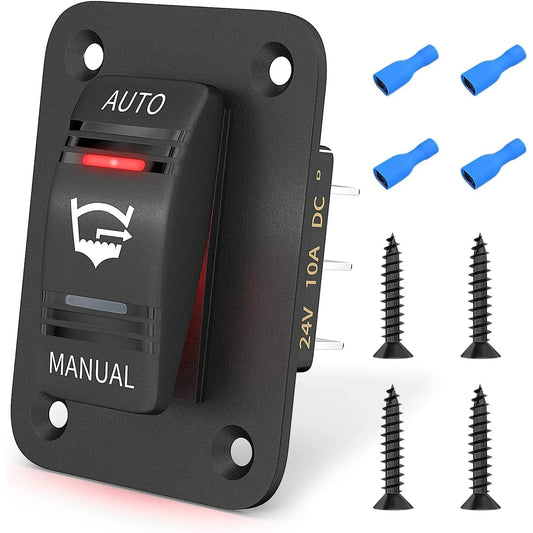 3-Way Bilge Pump Rocker Switch – Waterproof 12V/24V with LED Peaceful Pleasures Health and Wellness Red LED United States