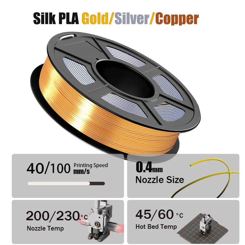 3D Maliang Tri-Color Silk PLA Filament 1.75mm | 4-Pack 250g