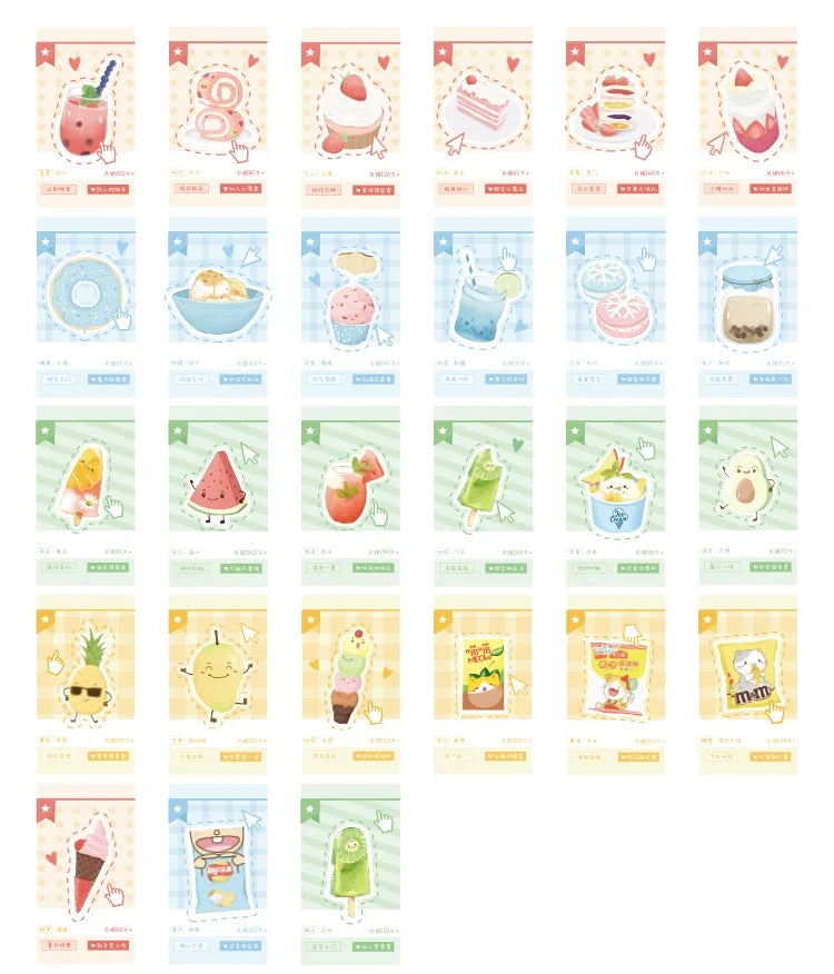 Cute Summer Dessert Lomo Cards Ice Cream Popsicle Bubble Tea Donut