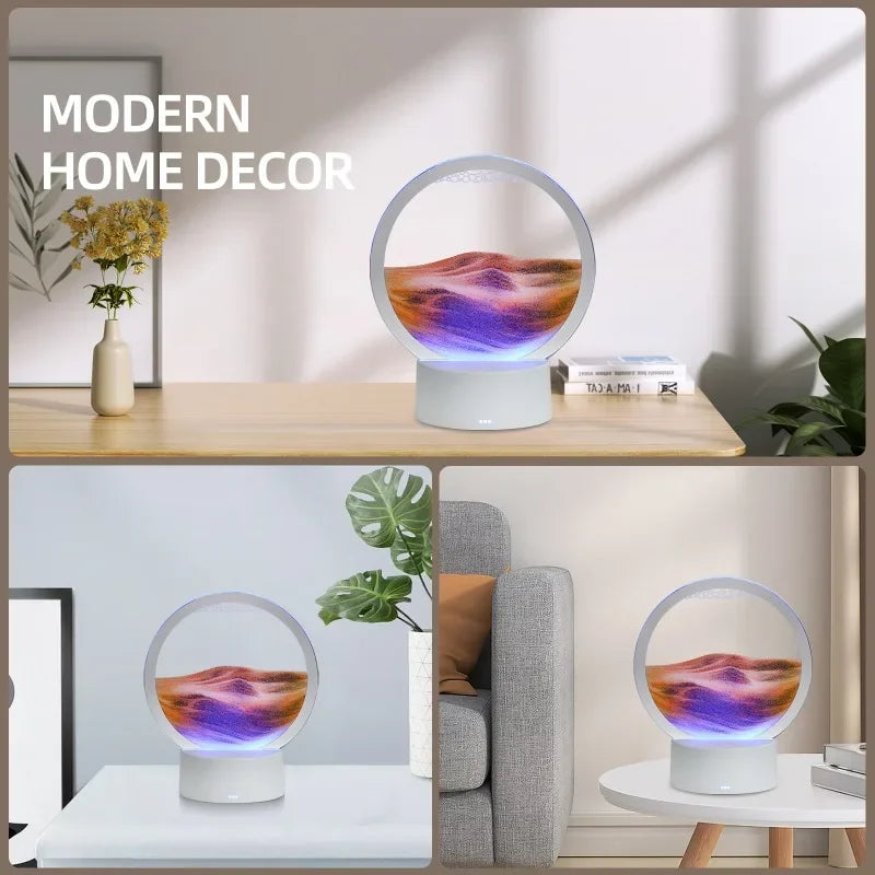 Hot 3D Stereoscopic Glass Sand Painting Bedside Lamp Decompression Liquid Office Home Decoration Gift Small Night Light Peaceful Pleasures Health and Wellness
