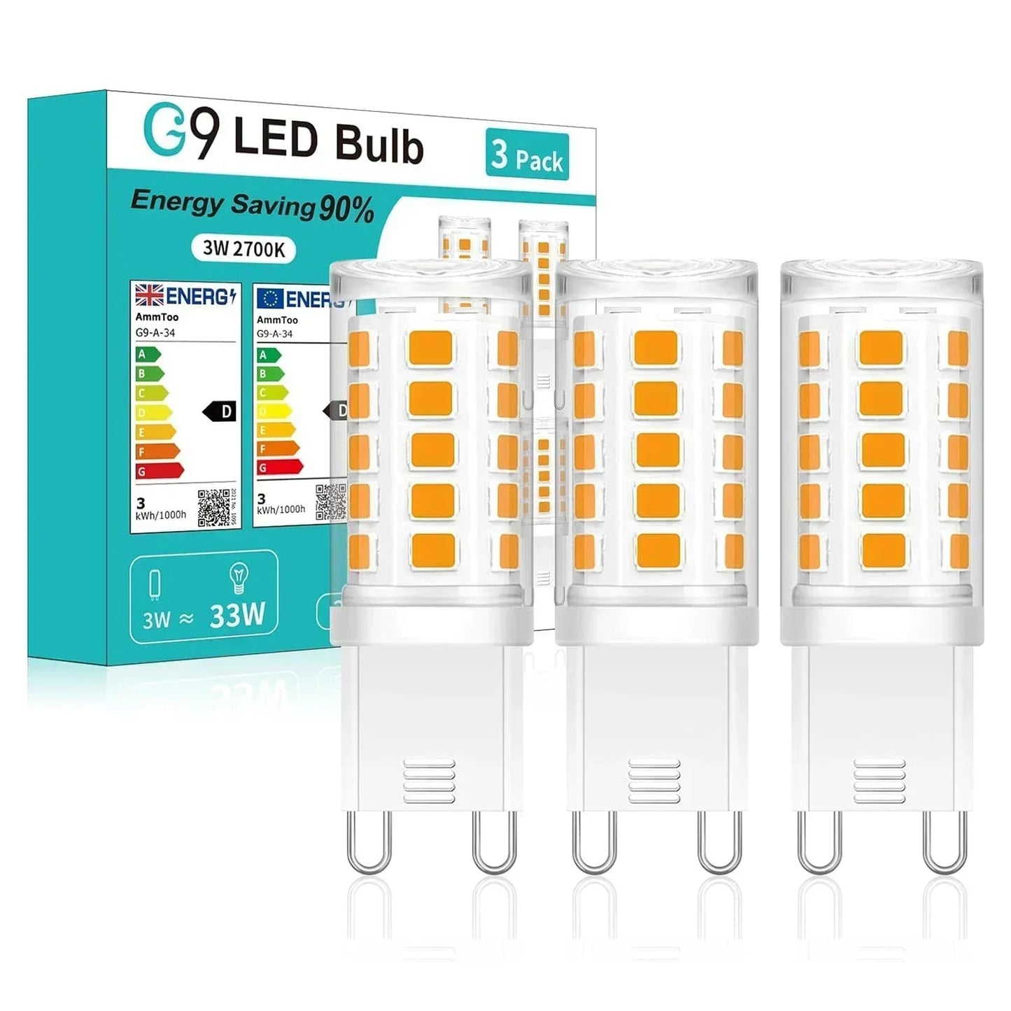 3-Pack G9 LED Bulb 3W 220V Warm White – Halogen Replacement
