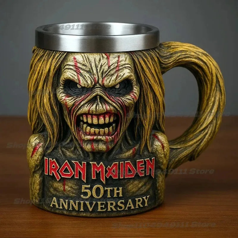 Iron Maiden 50th Anniversary Iron Maiden Coffee Cup Stainless Steel Mark Cup Decoration Peaceful Pleasures Health and Wellness