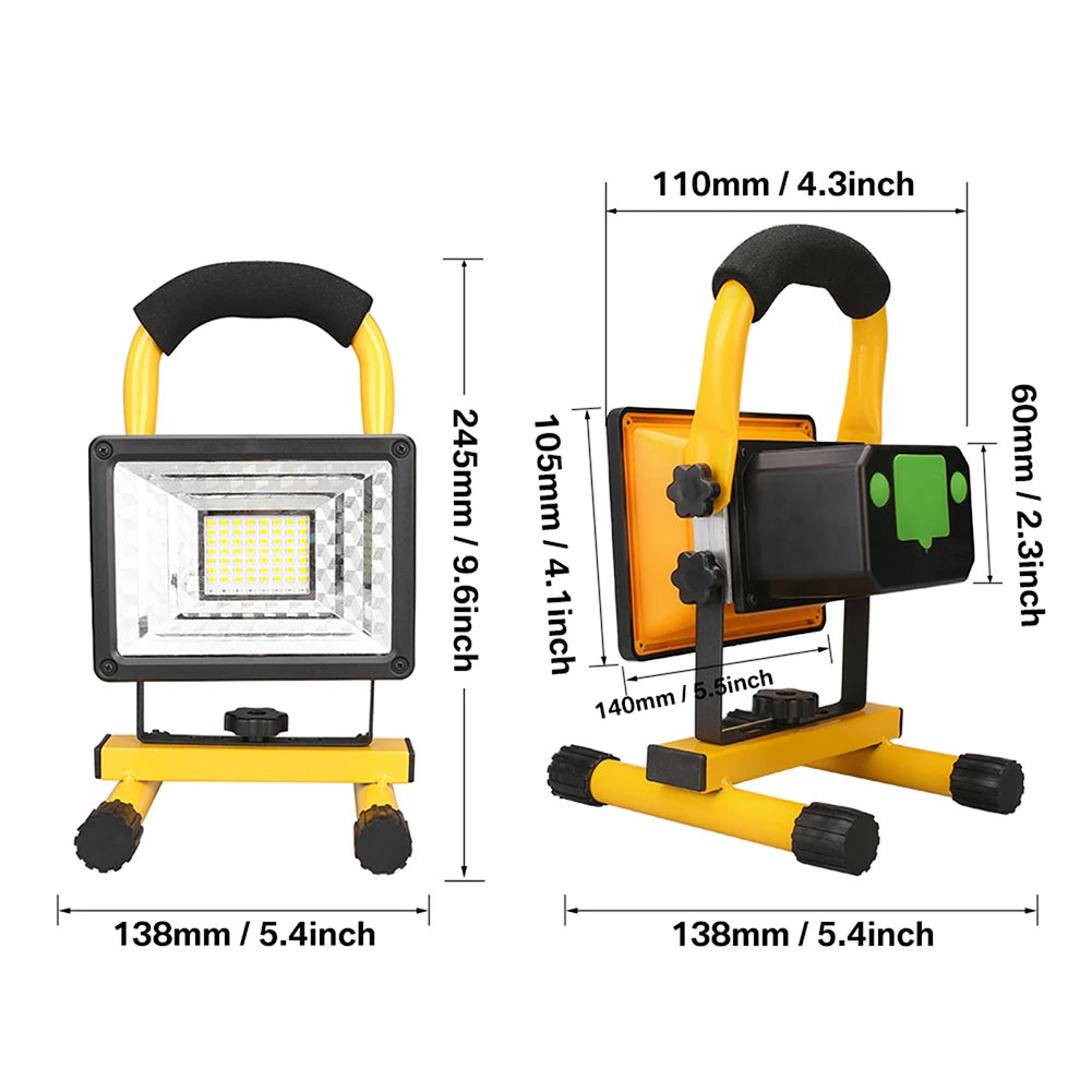 60W Rechargeable LED Work Light IP65 Waterproof Portable Flood
