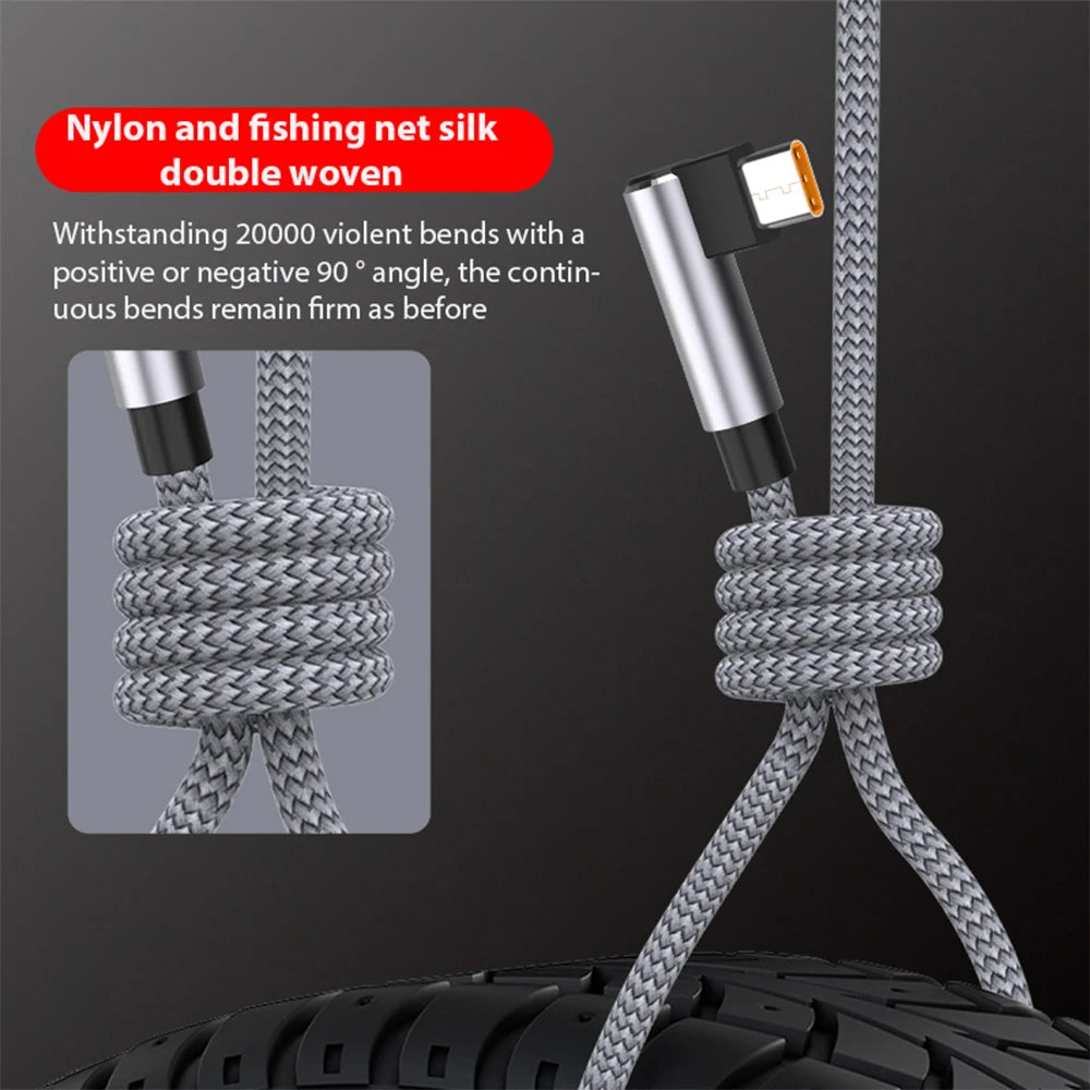 6A USB-C Right-Angle Fast Charging Cable 1M–8M | PS5 & Phone