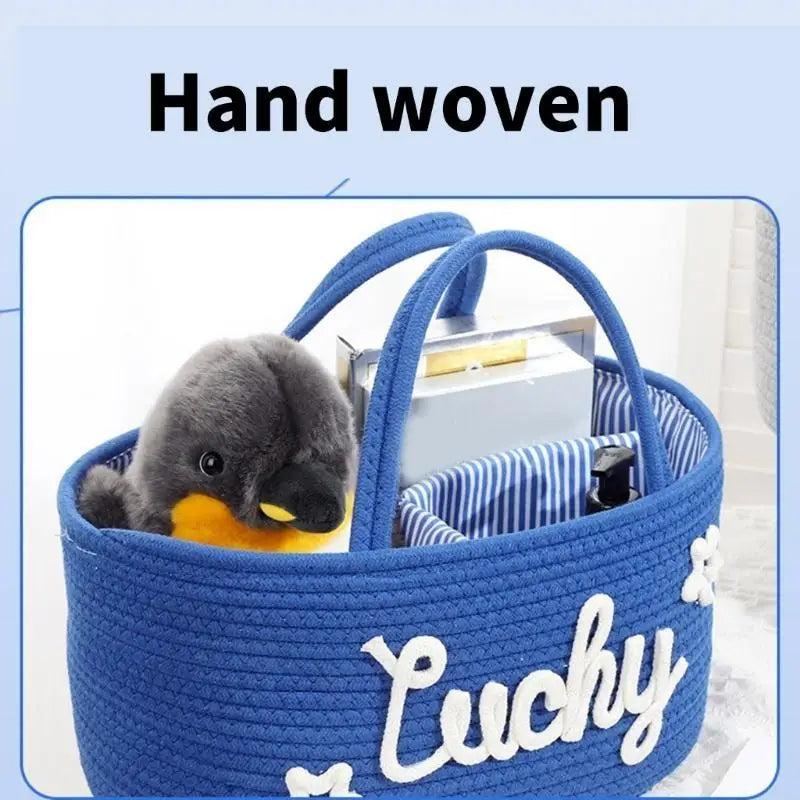 Cotton Rope Storage Bin | Baby Nursery Organizer Basket