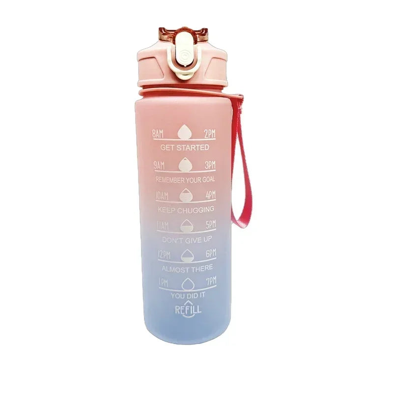 900ml Rainbow Frosted Sports Water Bottle with Straw – BPA-Free