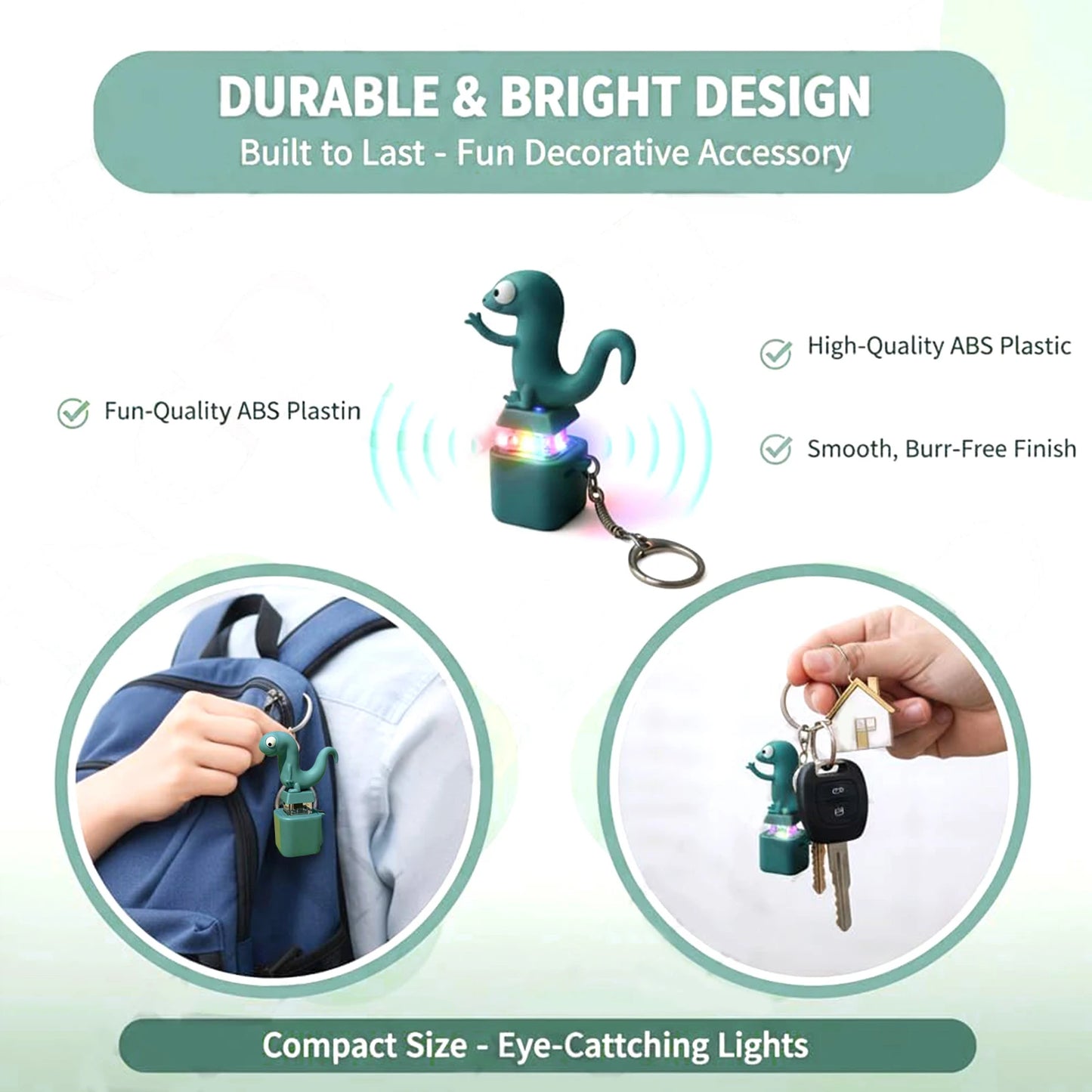 Lizard Sound Keychain – Rechargeable, LED Lights, Stress Relief Peaceful Pleasures Health and Wellness