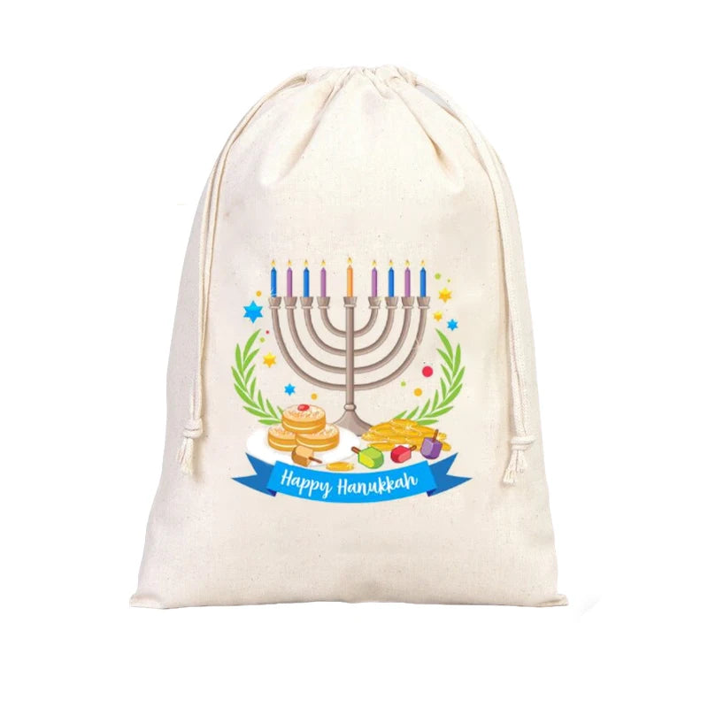 4-Pack Hanukkah Drawstring Bags | Jewish Holiday Gift Bags
