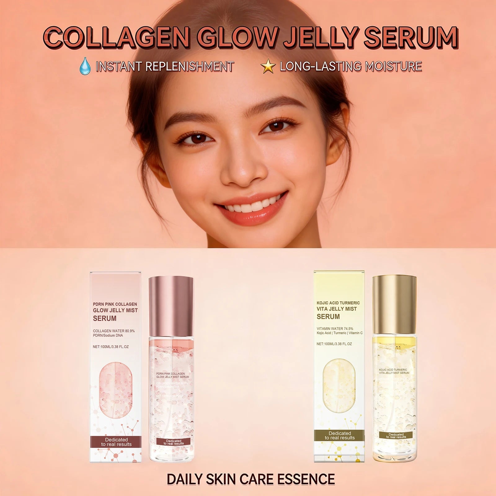 Kojic Acid Turmeric Jelly Serum for Brightening Skin Tone Antioxidant Improve Dullness Fade Acne Scars Shrink Pores Face Essence Peaceful Pleasures Health and Wellness