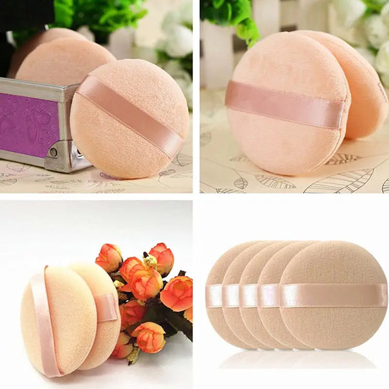 5pcs Round Facial Powder Foundation Puff ,Portable Soft Cosmetic Puff For Makeup Application, Beauty Tool Essential Make Up Peaceful Pleasures Health and Wellness