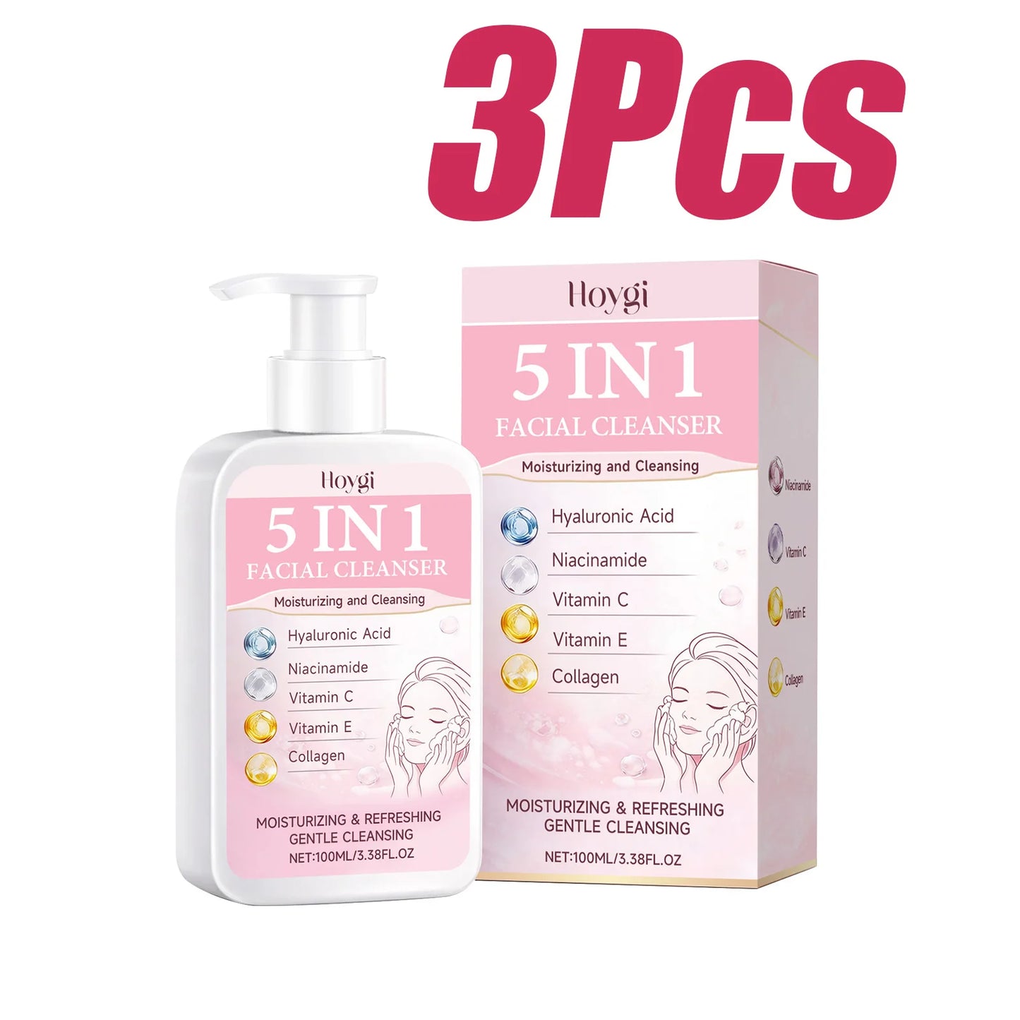 5-in-1 Hydrating Facial Cleanser – Foam, Brightening & Makeup