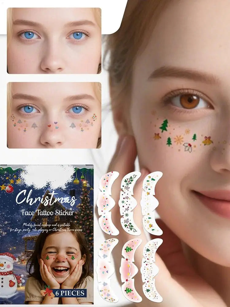 6-Piece Christmas Glitter Freckle Patches & Temporary Face Tattoos