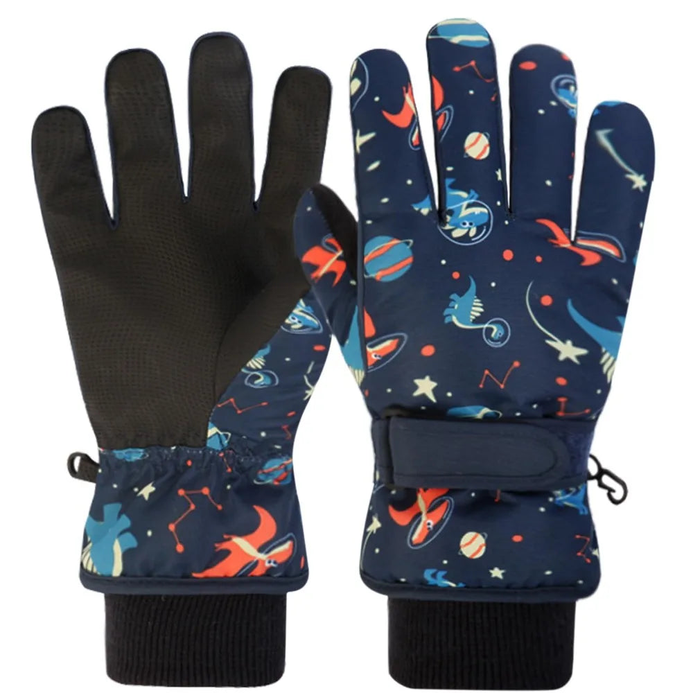 Kids Ski Gloves for Boys Girls, Children Winter Warm Glove with Fleece Lining Cute Designs and Waterproof Snowboard Gloves Peaceful Pleasures Health and Wellness Black S (4-6 Years)