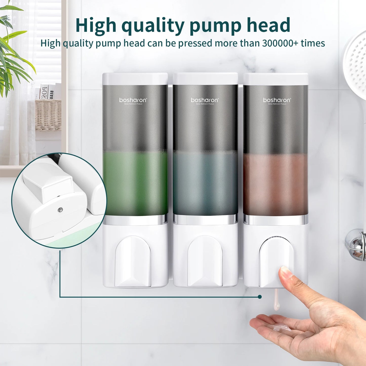 Wall Mounted Shower Soap Dispenser, Shampoo and Conditioner, 3 Chamber No Drill Peaceful Pleasures Health and Wellness