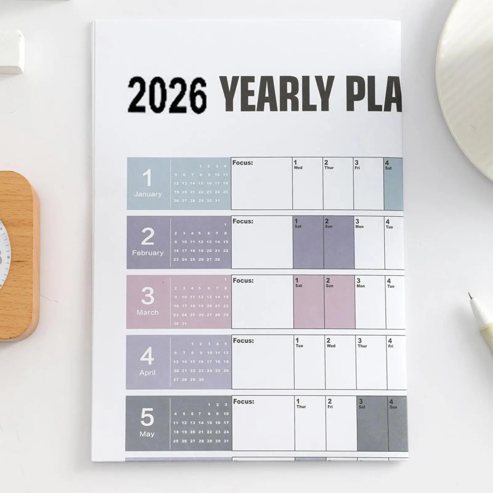 2026 Yearly Wall Calendar Poster with Stickers Large Planning Schedule Home Office Organization Time Management Tool Peaceful Pleasures Health and Wellness