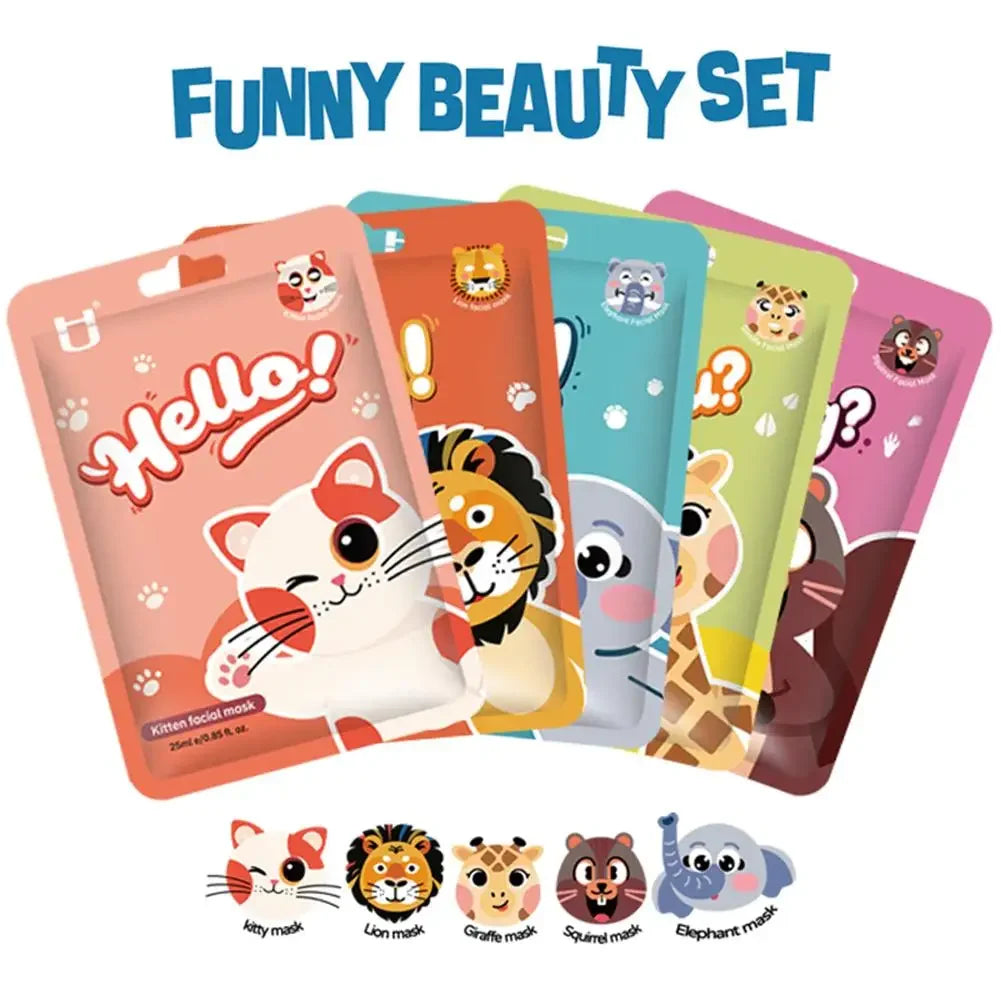 Cute Animal Character Sheet Masks, Deep Moisturizing Soothing Face Masks for Kids Teens Women Girls Night Party Skin Care Spa Peaceful Pleasures Health and Wellness