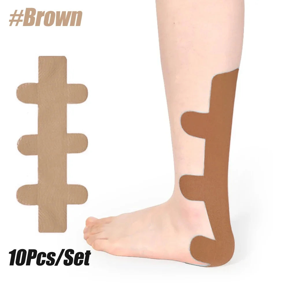 10PCS Kinesiology Achilles Tendon Tape,Provide Support for Ankle Achilles,Elastic Athletic Tape,Breathable K Tape for Daily use Peaceful Pleasures Health and Wellness Brown-10PCS