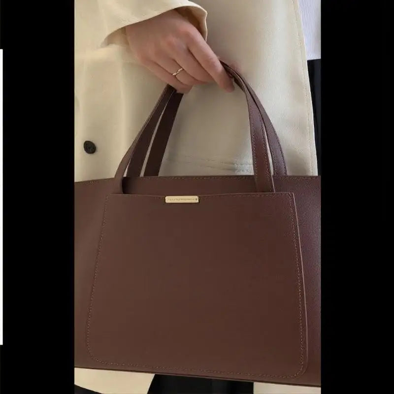 Minimalist Vintage Tote Bag – Women's Retro PU Leather Shoulder Bag