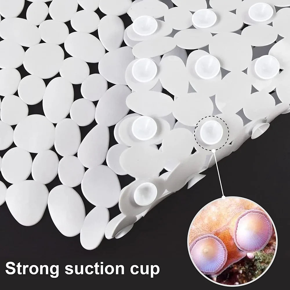 Non-Slip Pebble Bath Mat | Suction Cups & Drain Holes