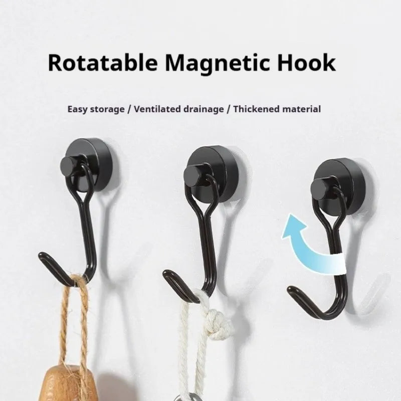 Neodymium Magnetic Hooks 5KG | 360° Swivel No-Drill 4-Pack