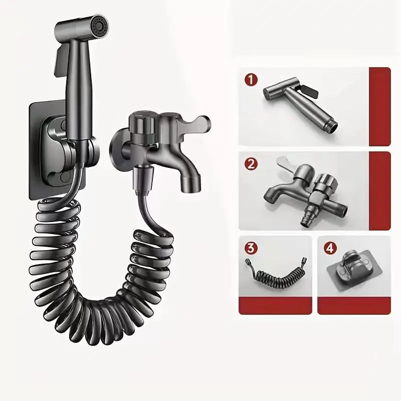 Wall-Mounted Dual-Purpose Faucet Set with Spray Gun