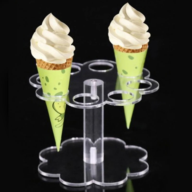 8-Hole Acrylic Ice Cream Cone Stand Holder – Clear Display