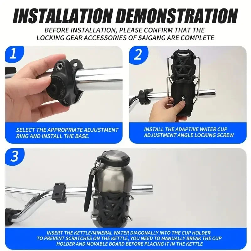 360° Handlebar Water Bottle Cage Mount | Bike & Motorcycle