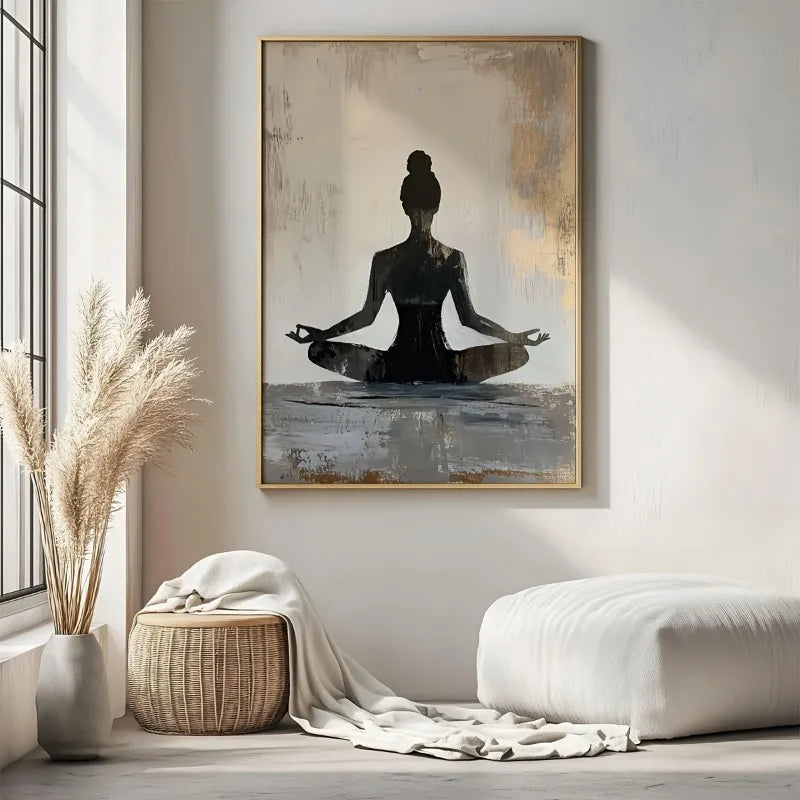 1pc Yoga Meditation Posters Print, Zen Wall Art,Yoga Pose Silhouette Painting, Meditation Wall Arts, Yoga Room Decor, No Frame Peaceful Pleasures Health and Wellness