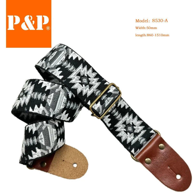 Leather Acoustic Guitar Strap Thickened Cowhide Woven Folk Electric
