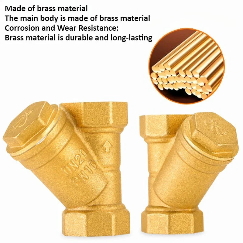 Brass Y-Strainer Filter Ball Valve BSP DN15–DN32 Internal Thread