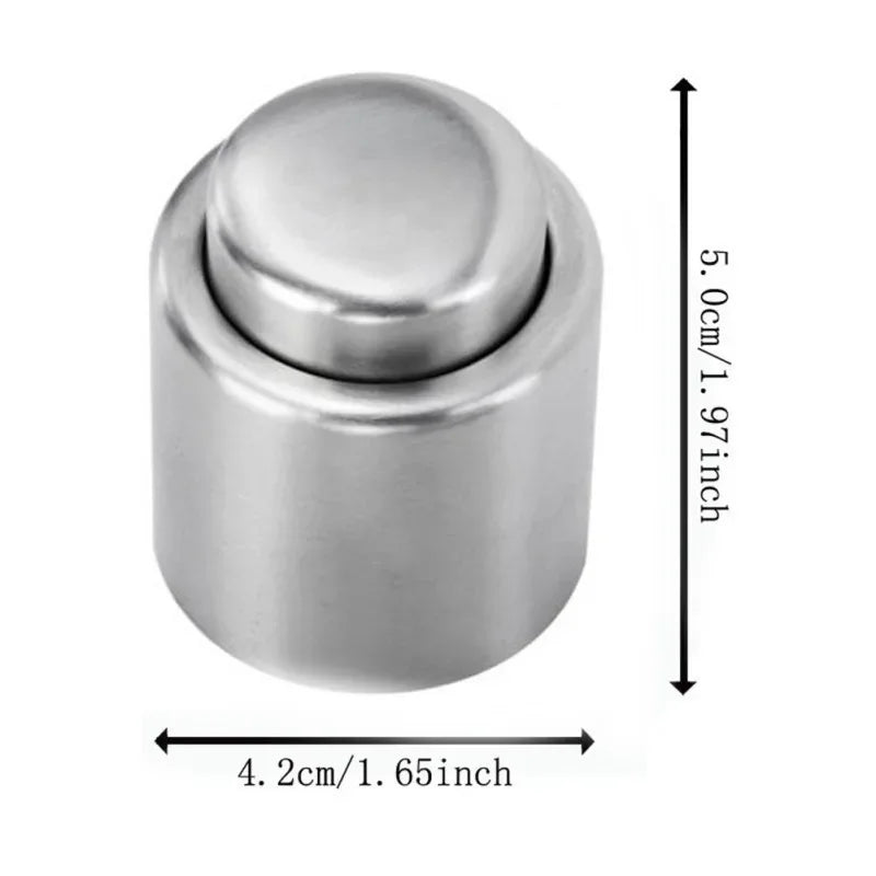 2PCS Stainless Steel Wine Bottle Stopper Vacuum Red Wine Cap Sealer Fresh Keeper Bar Tools Bottle Cover Kitchen Accessories Peaceful Pleasures Health and Wellness