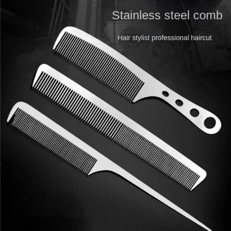 1PC Titanium Steel Comb Professional Salon Hair Hairdressing Anti-static Barbers Comb Ultra Thin Hair Brush for Men Peaceful Pleasures Health and Wellness