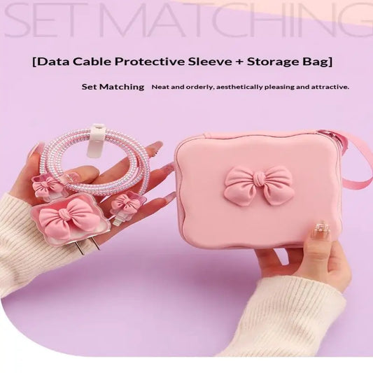 Cute 3D Heart Wave Charger Storage Bag | Travel Organizer Cable Organizer Bag Oasis Select
