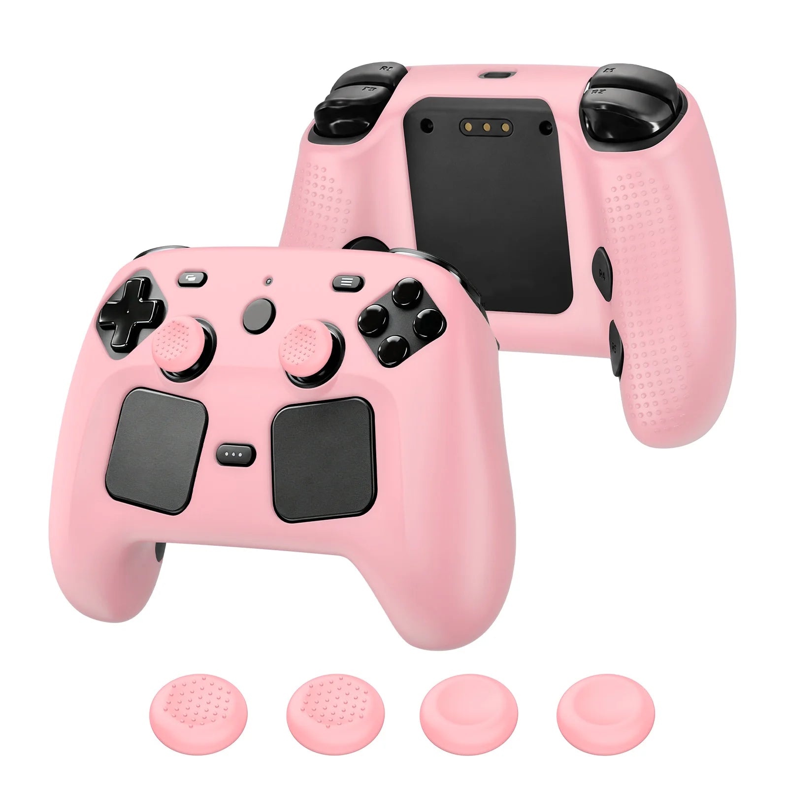 Silicone Protective Case for Steam Controller 2 Accessories Protective Cover with Joystick Caps Lightweight Shockproof No Odor Peaceful Pleasures Health and Wellness Pink Case