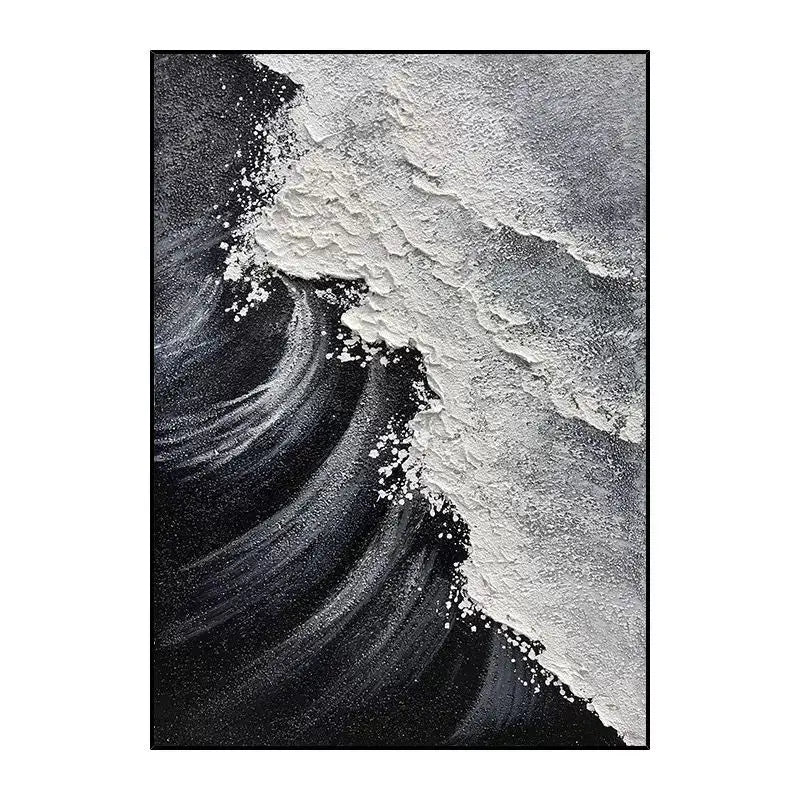 Pure Handmade Oil Painting, Starry Sea, Black and White Texture, Living Room Decoration, Corridor, Sofa Background Decoration Peaceful Pleasures Health and Wellness No frame 2 60cmx80cm