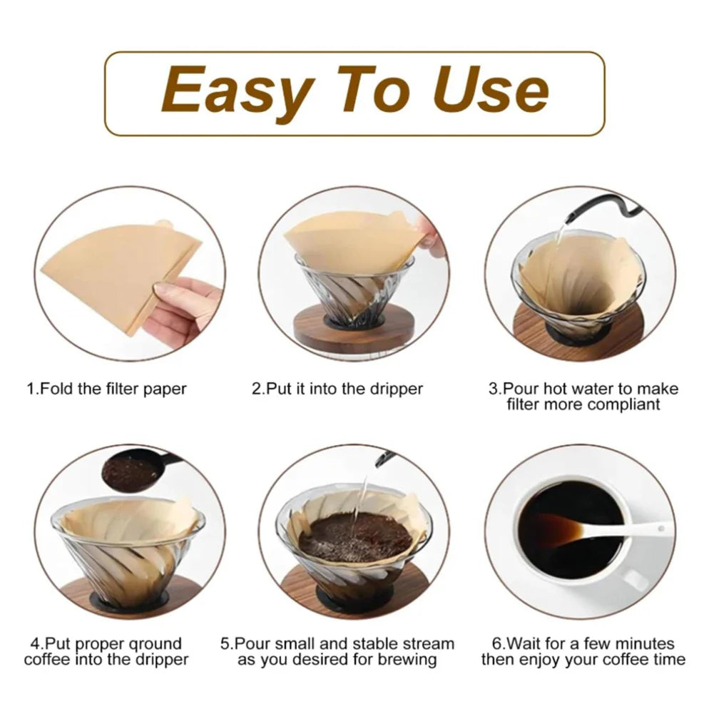 V-Shape Cone Coffee Filter Papers 50/100pcs – V01 & V02