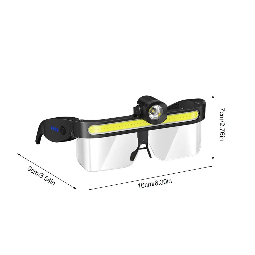 Rechargeable LED Glasses Multi-Mode Head Flashlight Non-Slip Lightweight Safety Glasses For Camping Running Hiking Outdoor Work Peaceful Pleasures Health and Wellness A