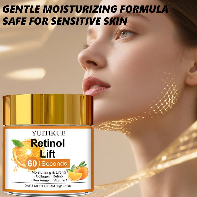 YUITIKUE 60 Seconds Retinol Lift Cream 60g with Collagen & Vitamin C, Moisturizing & Lifting Day & Night Cream Peaceful Pleasures Health and Wellness
