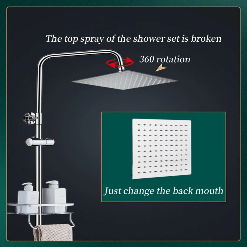 Square Stainless Steel Rainfall Shower Head – Water-Saving