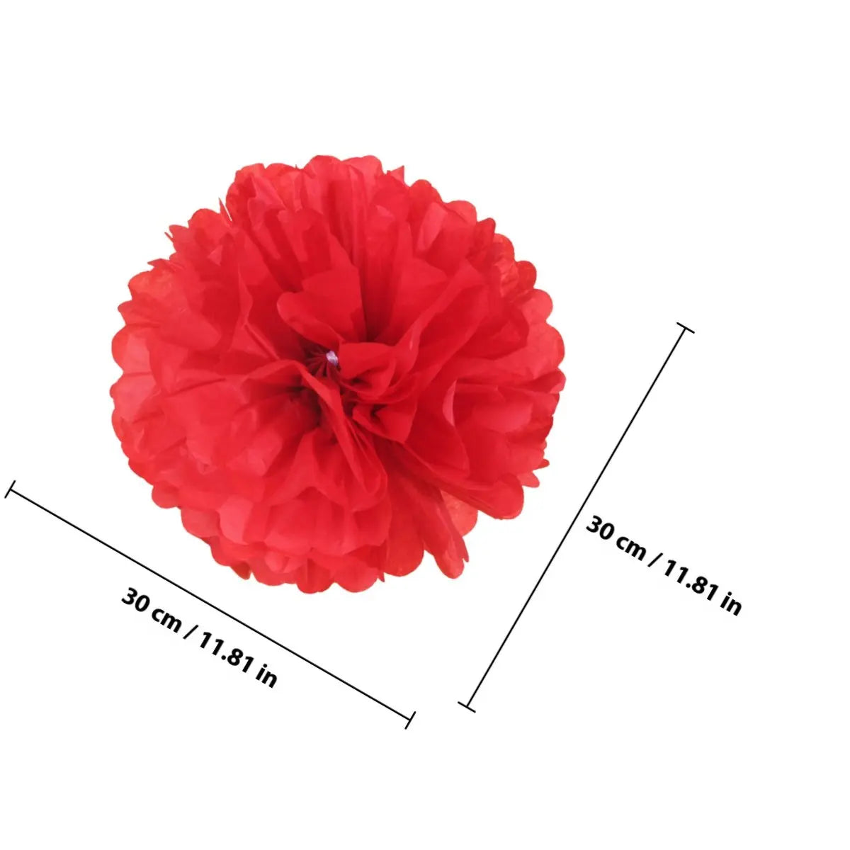 12Pcs 30Cm Exquisite Paper Flower Balls Wedding Decoration Set for Home Church Stairs Armrest Birthday Graduation Festival Peaceful Pleasures Health and Wellness Red