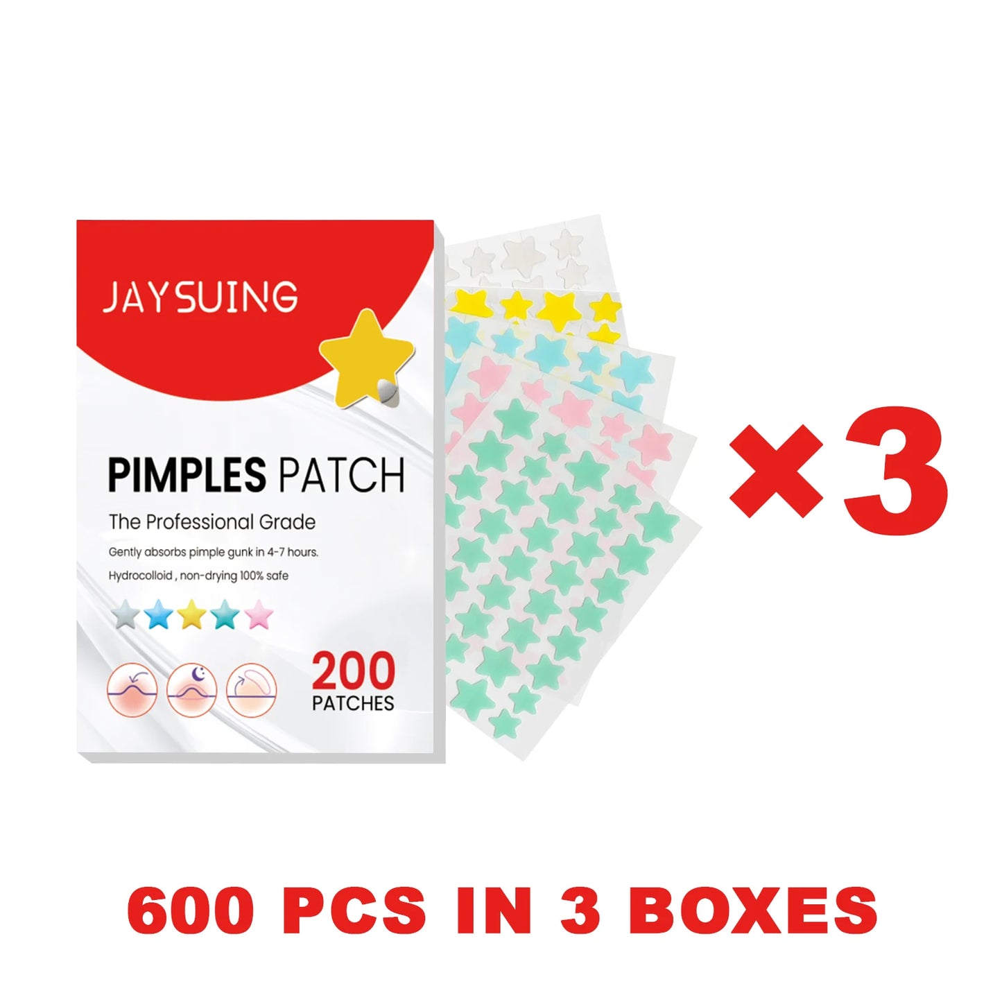 Jaysuing 200-Piece Star Acne Patches – Hydrocolloid Blemish Dots
