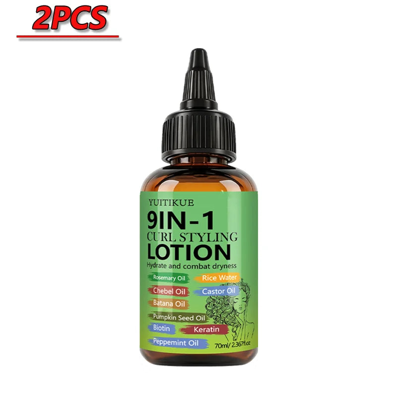 YUITIKUE 9 IN 1 Curl Styling Lotion Rosemary Oil Castor Oil Keratin Biotin Hydrating Anti‑Dryness Curly Hair Care Lotion 70ml Peaceful Pleasures Health and Wellness 2pcs