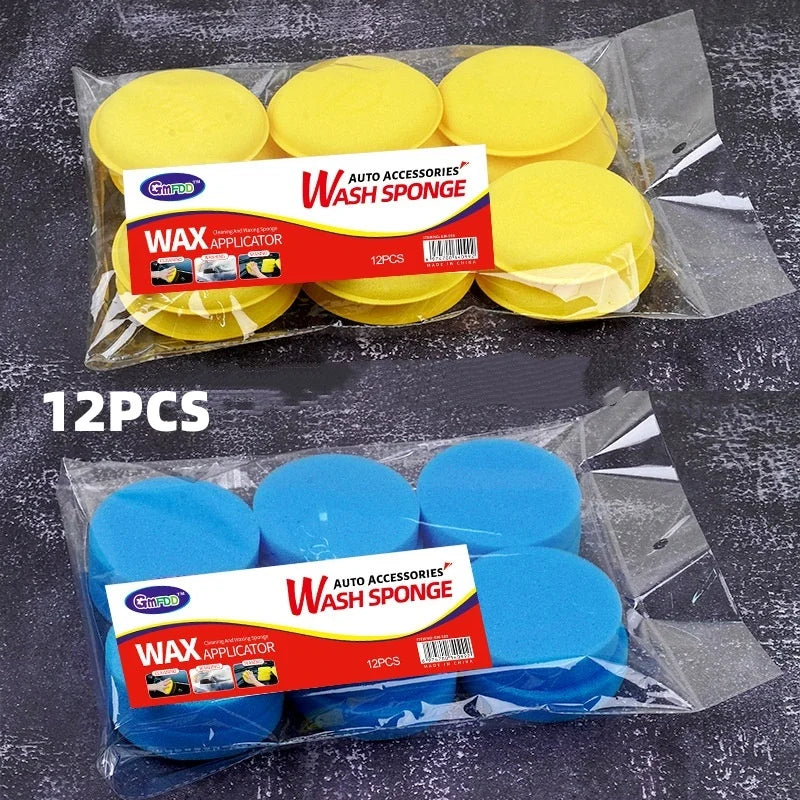 12-Pack Round Car Waxing Sponge Set | High-Density Polish Sponges