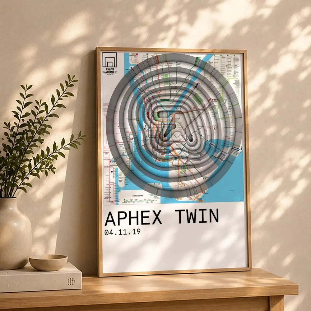 Band A-Aphex TwinS Poster HD Self Adhesive Waterproof Wall Art Ideal for Home Office Dorm Bedroom Great Gift Peaceful Pleasures Health and Wellness White14 50X70cmNoframe
