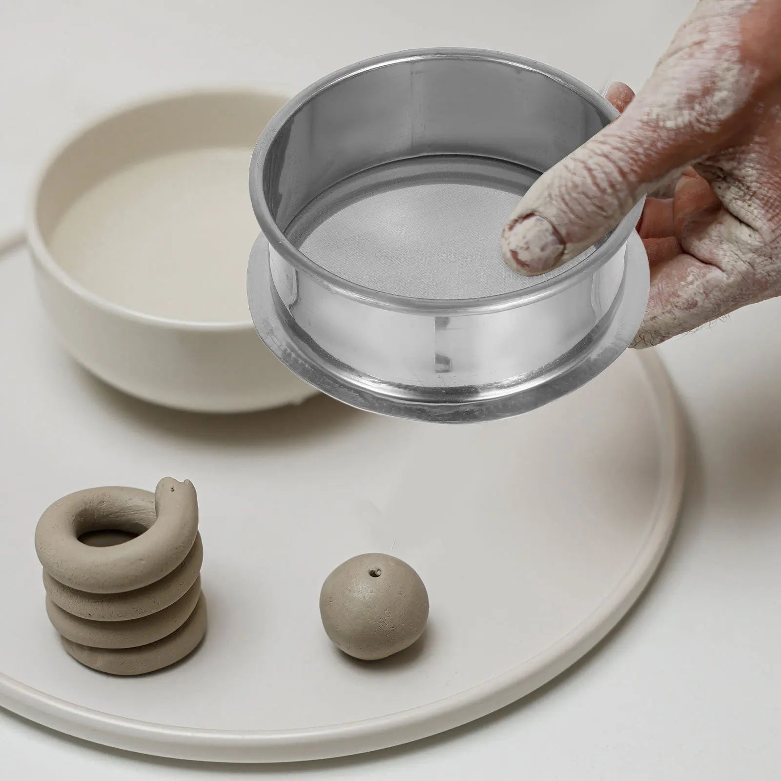 Stainless Steel Round Glaze Sieve 11Cm Portable Fine Mesh Filter Paint Strainer Ceramic Clay Pottery Tool Fine Mesh Strainer Peaceful Pleasures Health and Wellness