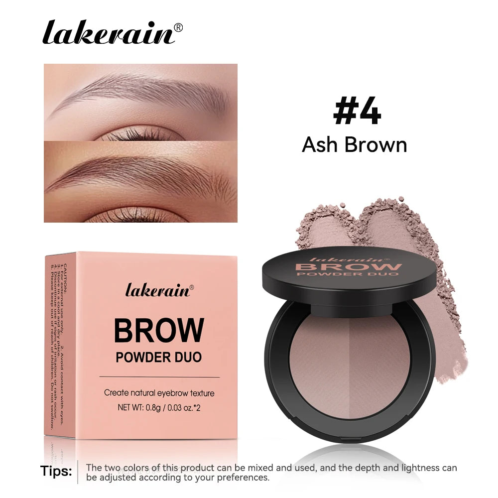 Brow Powder Duo Two-color Eyebrow Powder Design Long-Lasting Natural 3-Dimensional Eyebrow Shape Makeup Fine Powder Cosmetic Peaceful Pleasures Health and Wellness Ash brown